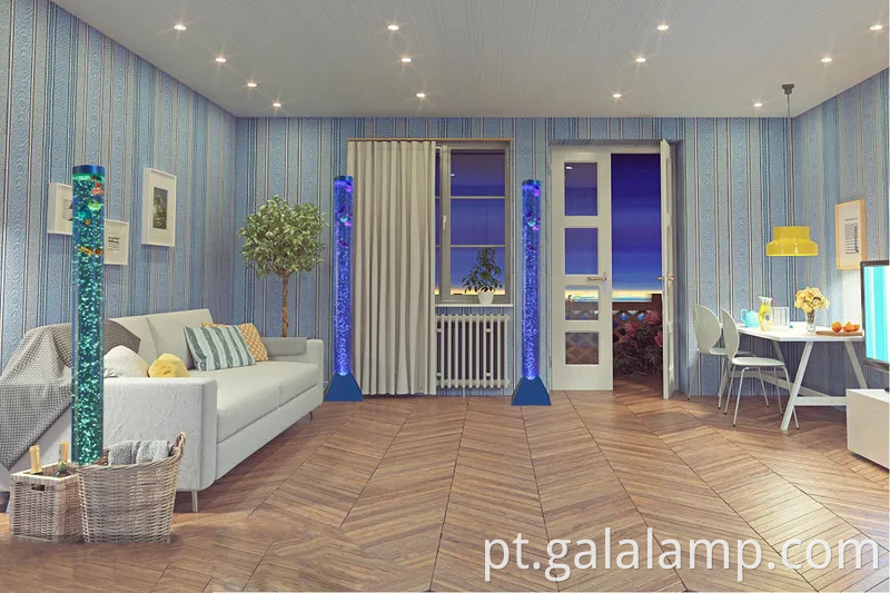 Aquário vibrante de bolha de fantasia LED com peixes coloridos e efeitos de luz